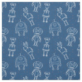 Schattigee robots op Classic Blue Stof (Swatch)