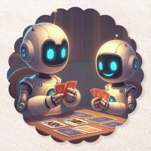 Schattigee Robots Spelen Kaart Spel Kartonnen Onderzetters
