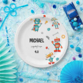 Schattigee Robots Verjaardagspapier Bord (Feest)