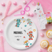Schattigee Robots Verjaardagspapier Bord (Feest)