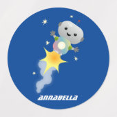 Schattigee robotvlucht in de ruimte cartoon gepers labels (Design 2)