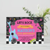 Schattigee Rockstar verjaardagsfeestuitnodiging Kaart (Staand voorkant)