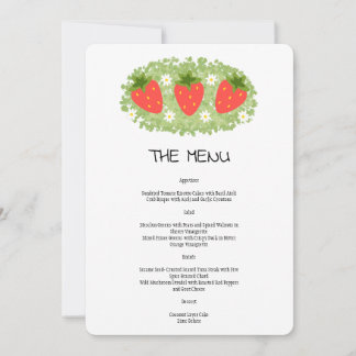 Schattigee Rode Aardbei Bladderige Wedding Menu Ui Kaart