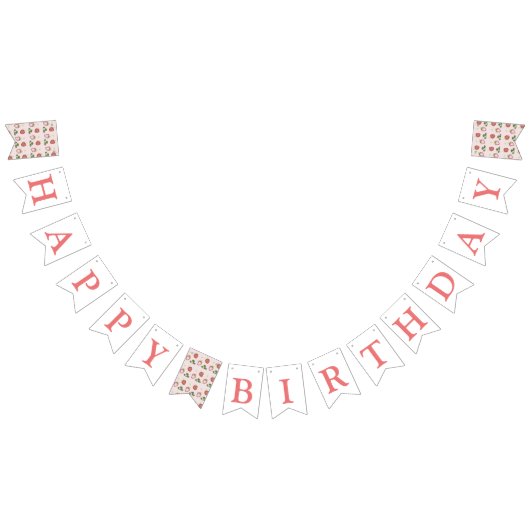 Schattigee rode aardbei meisje 1e verjaardagsfeest vlaggetjes (Alle)