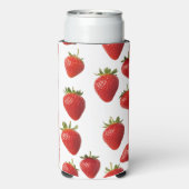 Schattigee Rode Aardbei Vers Fruit Fun Monogrammed Seltzer Blikjeskoeler (Seltzer Achterkant)