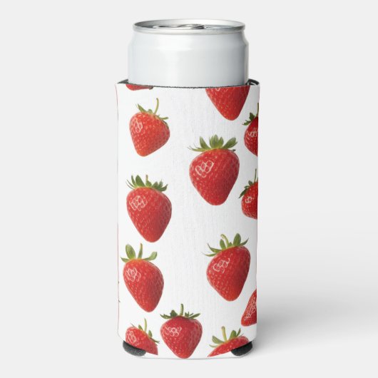 Schattigee Rode Aardbei Vers Fruit Fun Monogrammed Seltzer Blikjeskoeler (Seltzer Achterkant)