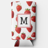 Schattigee Rode Aardbei Vers Fruit Fun Monogrammed Seltzer Blikjeskoeler (Voorkant)