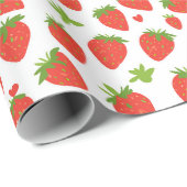 Schattigee rode aardbeien en harten patroon cadeaupapier (Rol Hoek)