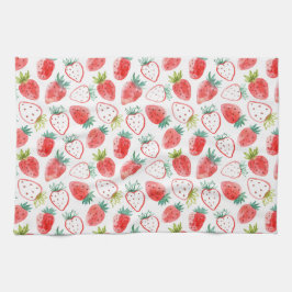 Schattigee rode aardbeien groene bladeren theedoek