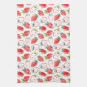 Schattigee rode aardbeien groene bladeren theedoek (Verticaal)