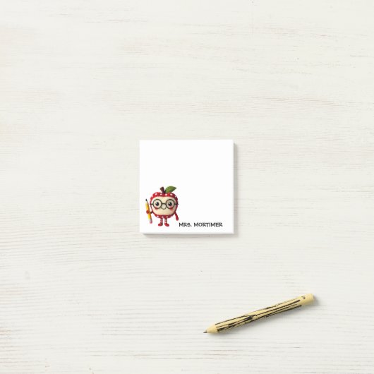 Schattigee Rode Appel Houding Gele Potlood Leraar  Post-it® Notes (Op bureau)