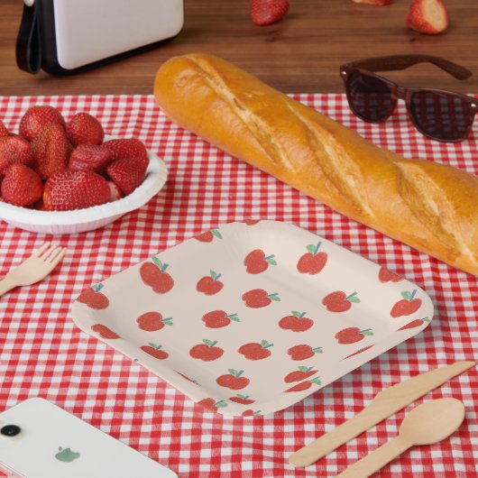 Schattigee rode appel papieren bordje (Picknick)