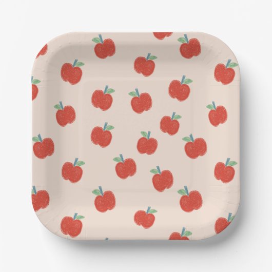 Schattigee rode appel papieren bordje (Voorkant)