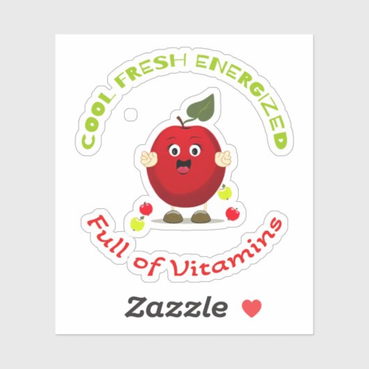 Schattigee rode appel sticker (Vel)