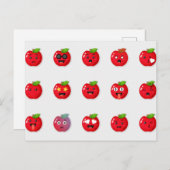 Schattigee rode appels grappige gezichten briefkaart (Voorkant / Achterkant)