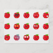 Schattigee rode appels grappige gezichten briefkaart (Voorkant)