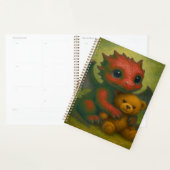 Schattigee rode Baby-draak met puppyogen en teddyb Planner (Display)
