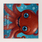 Schattigee rode Baby octopus glimlacht onder het Z Legpuzzel (Horizontaal)