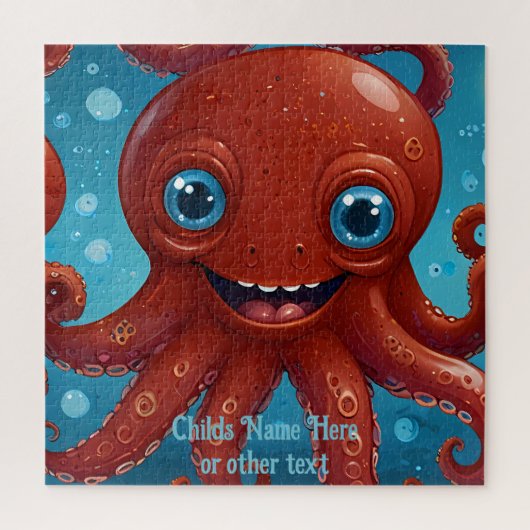 Schattigee rode Baby octopus glimlacht onder het Z Legpuzzel (Verticaal)