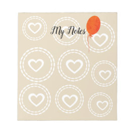 Schattigee rode ballon en harten Notitieblok