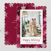 Schattigee rode besneeuwde fotovakantie feestdagenkaart (Voorkant / Achterkant)