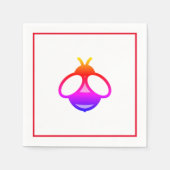 Schattigee rode bij, roze honingbij, paarse hommel servet (Voorkant)