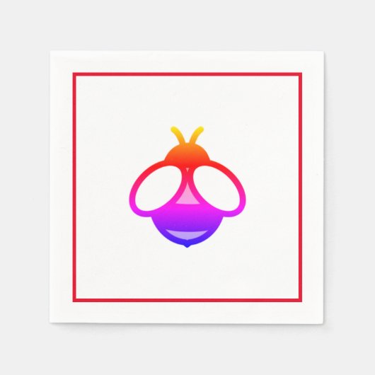 Schattigee rode bij, roze honingbij, paarse hommel servet (Voorkant)