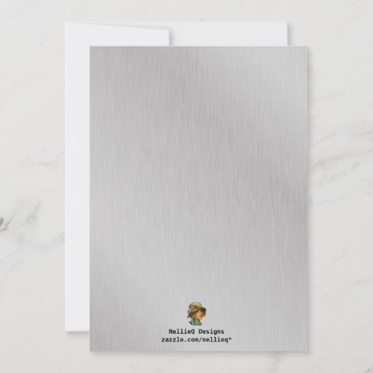 Schattigee rode, blauwe en grijze robotverjaardags kaart (Achterkant)