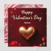 Schattigee Rode Bloemen & Roze Harten Valentijnsda Save The Date (Voorkant / Achterkant)