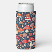 Schattigee rode bloemenpaddenstoelen in groen deco seltzer blikjeskoeler (Seltzer Achterkant)