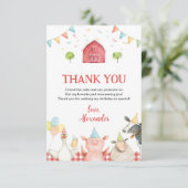 Schattigee rode boerderijdieren en boerderijverjaa bedankkaart (Staand voorkant)