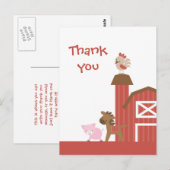 Schattigee rode boerderijdieren jongen's dank je b briefkaart (Voorkant / Achterkant)