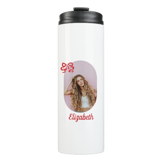 Schattigee rode boog foto thermosbeker (Voorkant)