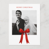 Schattigee rode boog foto vrolijk kerstfeest feestdagenkaart (Voorkant)