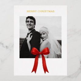 Schattigee rode boog foto vrolijk kerstfeest folie feestdagen briefkaart