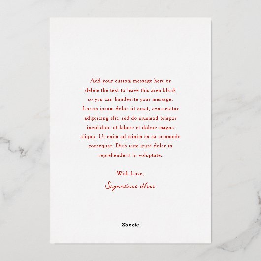 Schattigee rode boog foto vrolijk kerstfeest folie feestdagenkaart (Achterkant)