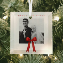 Schattigee rode boog foto vrolijk kerstfeest glas ornament