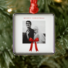 Schattigee rode boog foto vrolijk kerstfeest metalen ornament