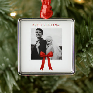 Schattigee rode boog foto vrolijk kerstfeest metalen ornament