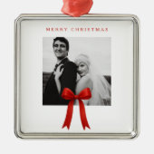 Schattigee rode boog foto vrolijk kerstfeest metalen ornament (Voorkant)