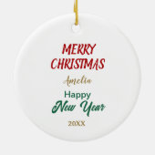 Schattigee rode boog Holly krans Yorkie Dog Keramisch Ornament (Achterkant)