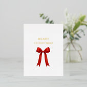 Schattigee rode boog vrolijk kerstfeest folie feestdagen briefkaart (Staand Voorkant)