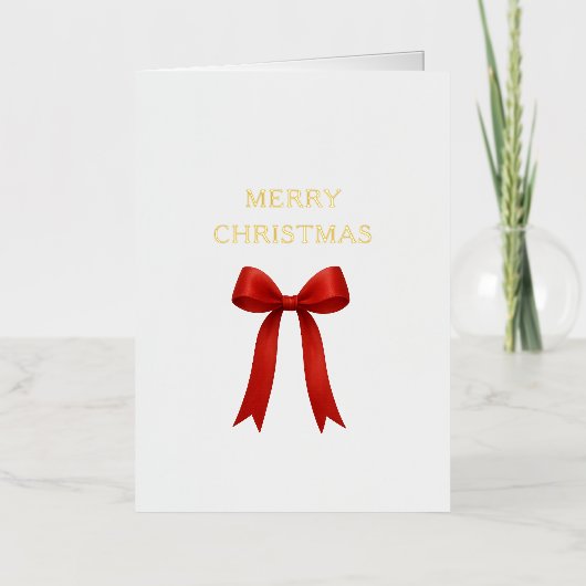 Schattigee rode boog vrolijk kerstfeest folie feestdagenkaart (Voorkant)