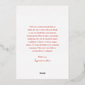 Schattigee rode boog vrolijk kerstfeest folie feestdagenkaart (Achterkant)