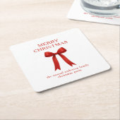 Schattigee rode boog vrolijk kerstfeest kartonnen onderzetters (Schuin)