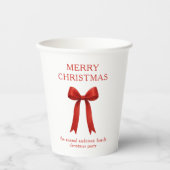 Schattigee rode boog vrolijk kerstfeest papieren bekers (Voorkant)
