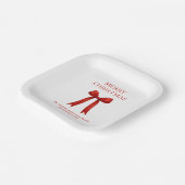 Schattigee rode boog vrolijk kerstfeest papieren bordje (Gebogen)