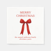 Schattigee rode boog vrolijk kerstfeest servet (Voorkant)