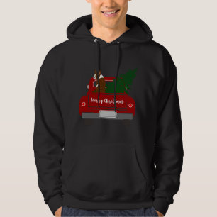 Schattigee Rode Boston Terrier - retro kerst Hoodie