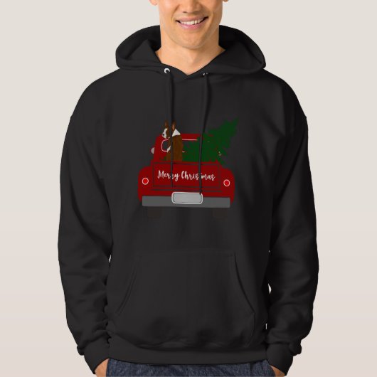 Schattigee Rode Boston Terrier - retro kerst Hoodie (Voorkant)